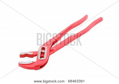 Red adjustable wrench.