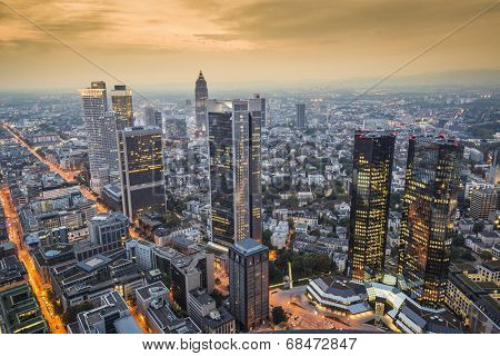 Frankfurt, Germany Cityscape at night.