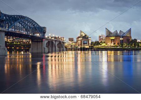 Chattanooga, Tennessee, USA downtown skyline at night.