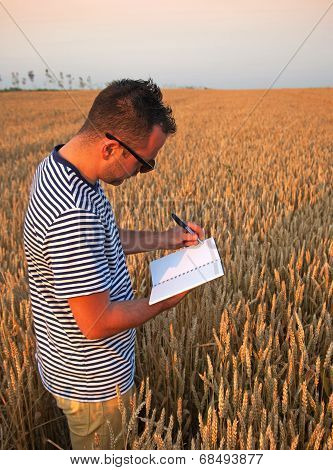 Hipster Poet In Wheat Field