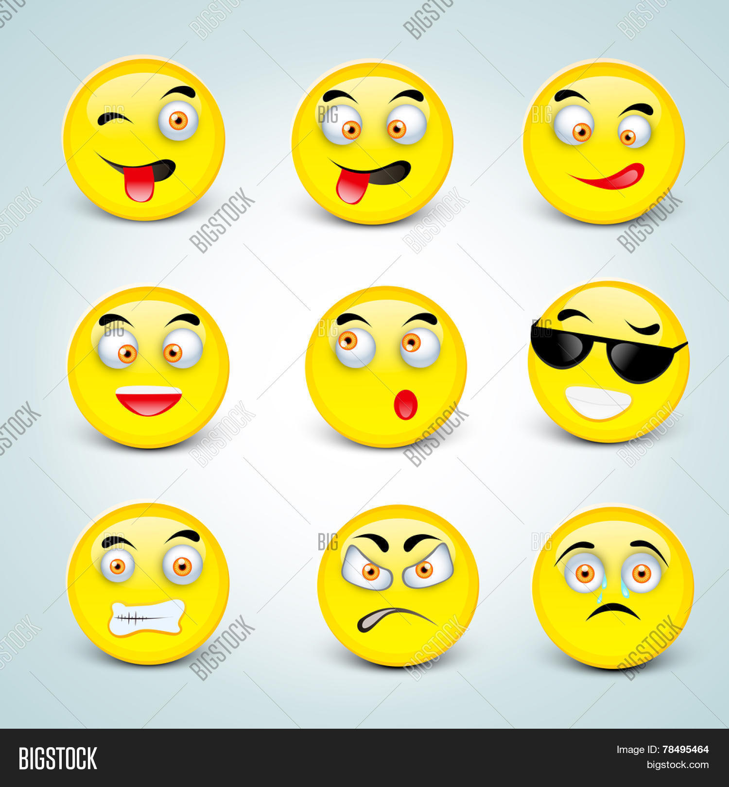 Set Funny Smiley Vector & Photo (Free Trial) | Bigstock