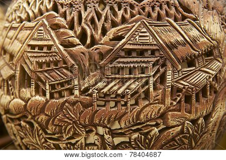 Tribal motives decoration at traditional souvenirs, Kuching, Sarawak, Malaysia.