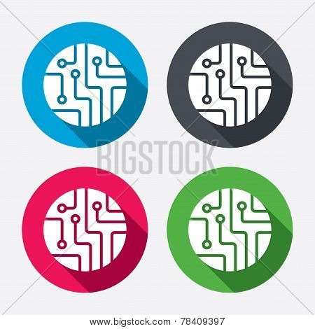 Circuit board sign icon. Technology symbol.