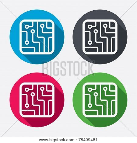Circuit board sign icon. Technology symbol.