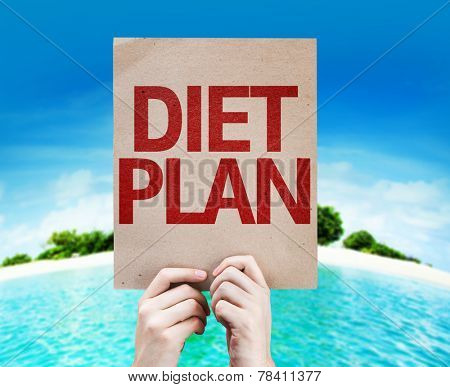 Diet Plan card with a beach background