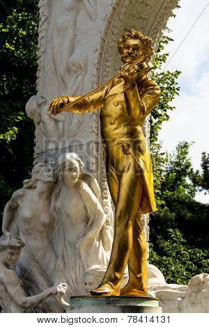 the johann strauss monument in vienna's city park.