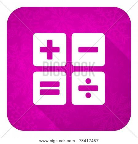 calculator violet flat icon, christmas button, calc sign 