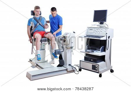 Sports Scientist Doing Performance Assessment. Modern Technology.