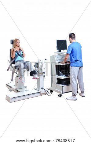 Sports Scientist Doing Performance Assessment. Modern Technology.