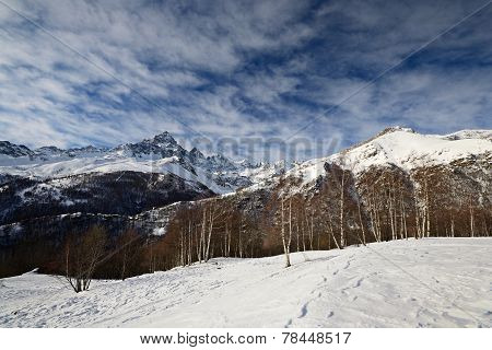 Majestic Winter View Of Mount Viso