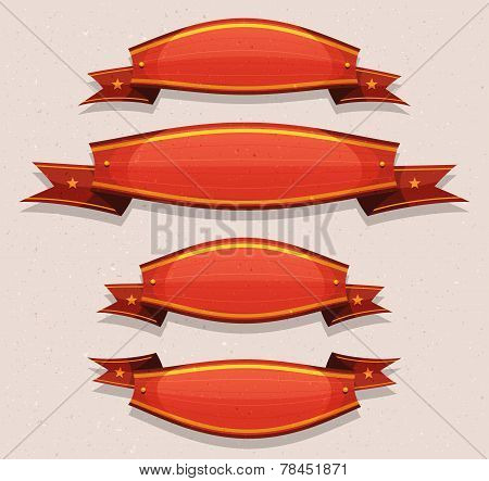 Comic Red Circus Banners And Ribbons