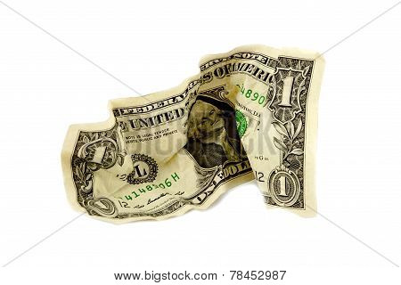 Crumpled One Dollar Bill