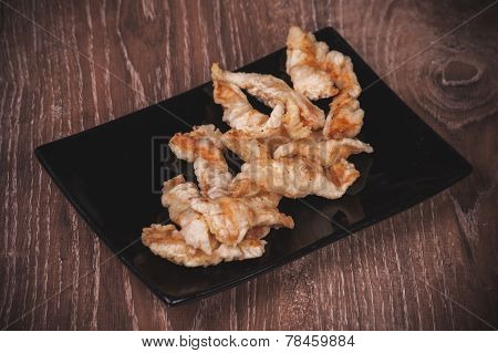 Prawn Shripm Tempura On Black Plate