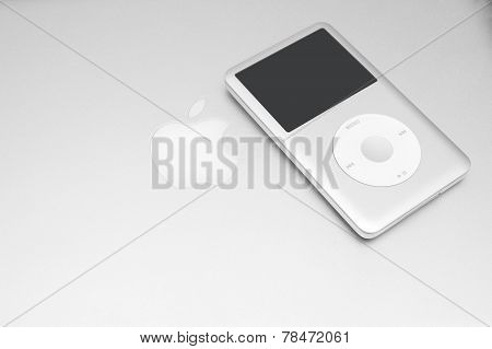 Ipod Classic 160 Gb On Silver Macbook. Studio Shot.
