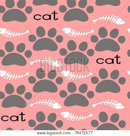 Cat Textile Pattern. Vector Seamless.
