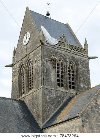 Church of St Mere Eglise, Normandy - Paratrooper