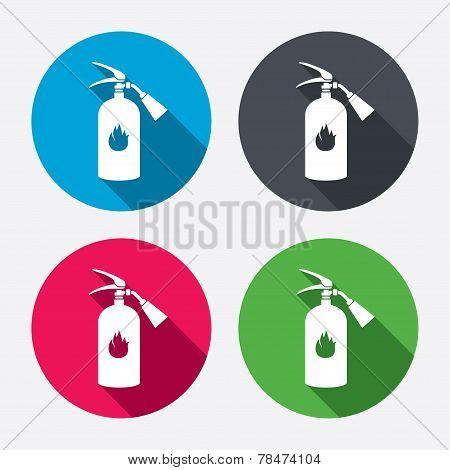 Fire extinguisher sign icon. Fire safety symbol.