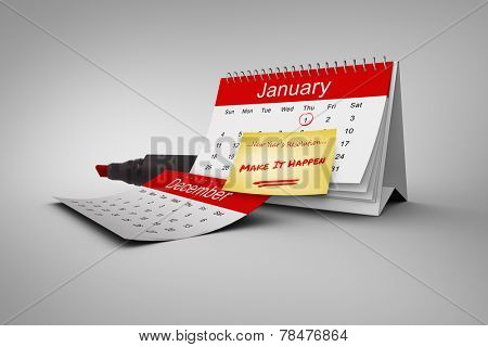 Composite image of new years resolutions on january calendar