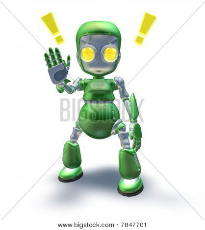Roztomilý zelený přátelský Robot maskot zobrazení