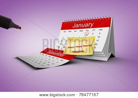 Composite image of new years resolutions on january calendar