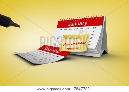 Composite image of new years resolutions on january calendar