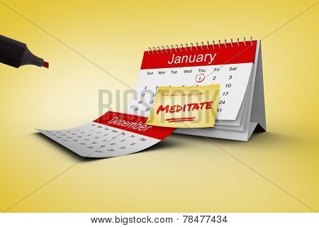 Composite image of new years resolutions on january calendar