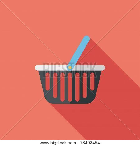 Shopping Basket Flat Icon With Long Shadow,eps10