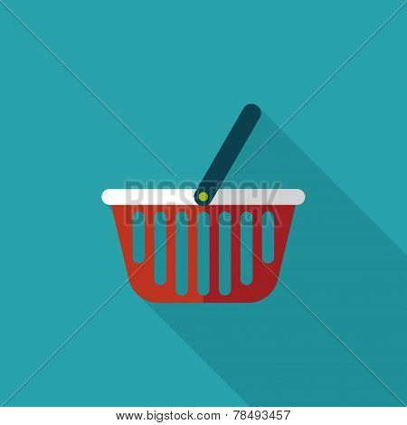 Shopping Basket Flat Icon With Long Shadow,eps10
