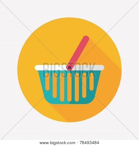 Shopping Basket Flat Icon With Long Shadow,eps10
