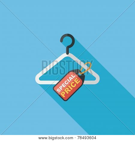 Shopping Clothes Hanger Flat Icon With Long Shadow,eps10