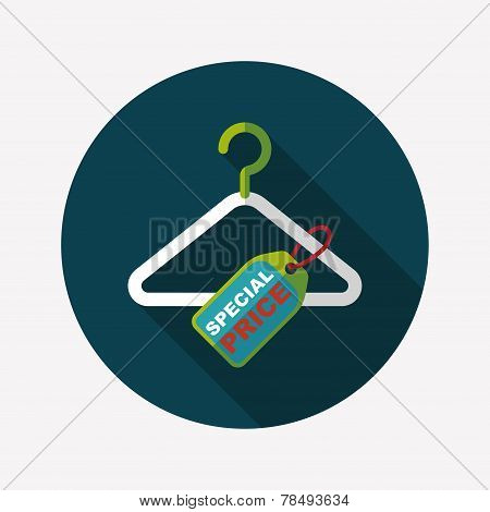 Shopping Clothes Hanger Flat Icon With Long Shadow,eps10