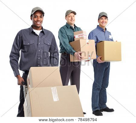 African-American postman isolated on white background