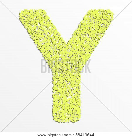 Vector multi color alphabet with grain texture, letter Y