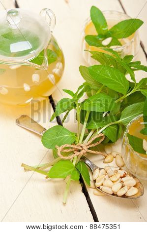 Arab Traditional Mint And Pine Nuts Tea
