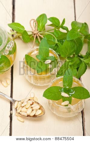 Arab Traditional Mint And Pine Nuts Tea