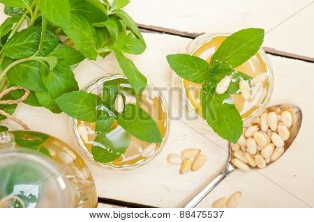 Arab Traditional Mint And Pine Nuts Tea