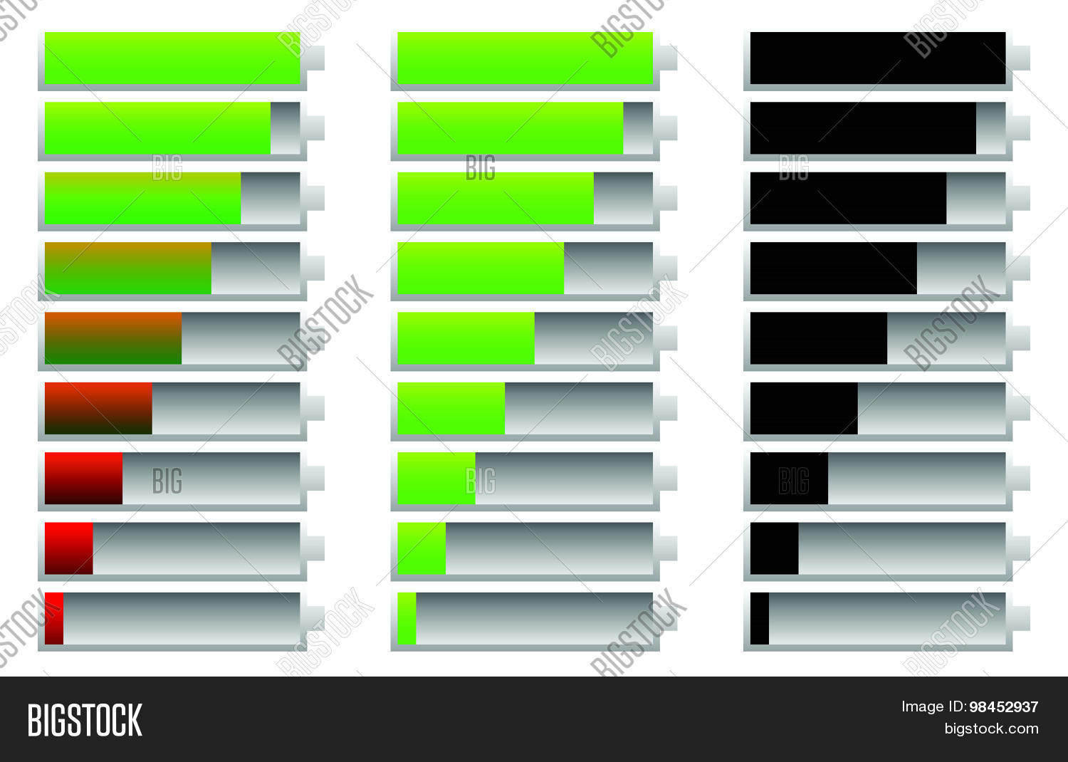 Battery Indicator Set Vector & Photo (Free Trial) | Bigstock