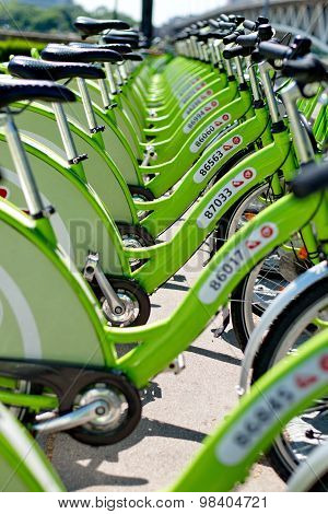 Budapest, Hungary - June 01 2014:new Budapest Bike Hire Called 