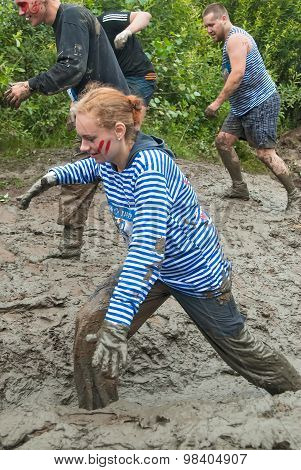 Attractive girl in extrime racing