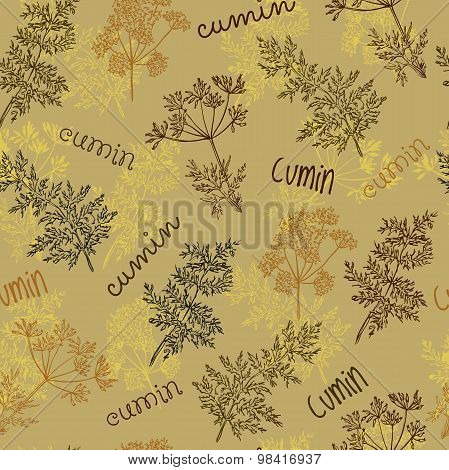 Seamless pattern with cumin