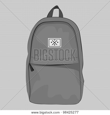 Grey backpack with a pocket