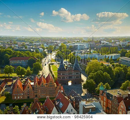 Holstentor Gate in Lubeck old town, Germany