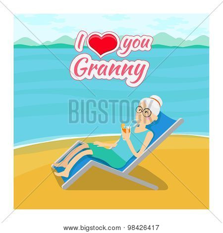 Vector grandparents day background. I love you grandma post card