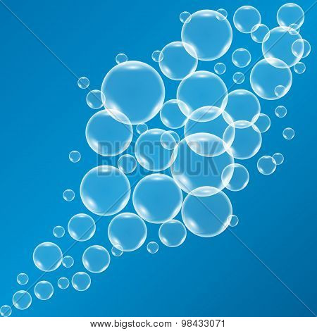 Vector shiny bubbles in blue water