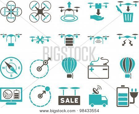 Air drone and quadcopter tool icons