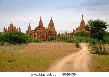 Landscape View Of Ancient Temples In Old Bagan, Myanmar
