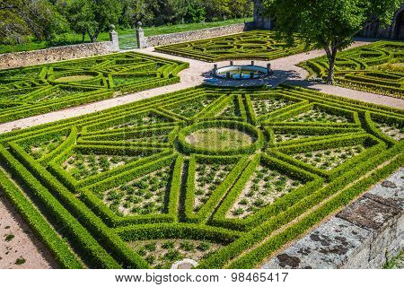 Garden In Castle Escorial At San Lorenzo Near Madrid Spain