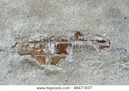Old cement plaster and old red brick