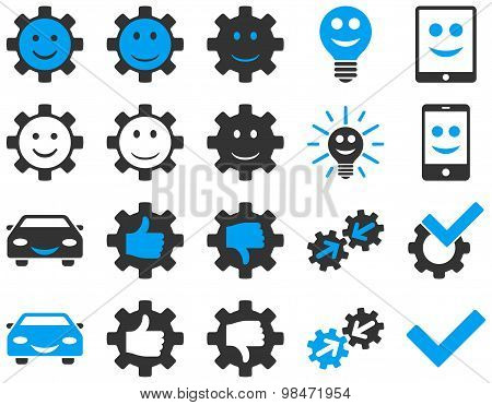 Tools and Smile Gears Icons