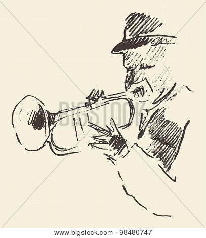 Jazz poster trumpet music acoustic consept